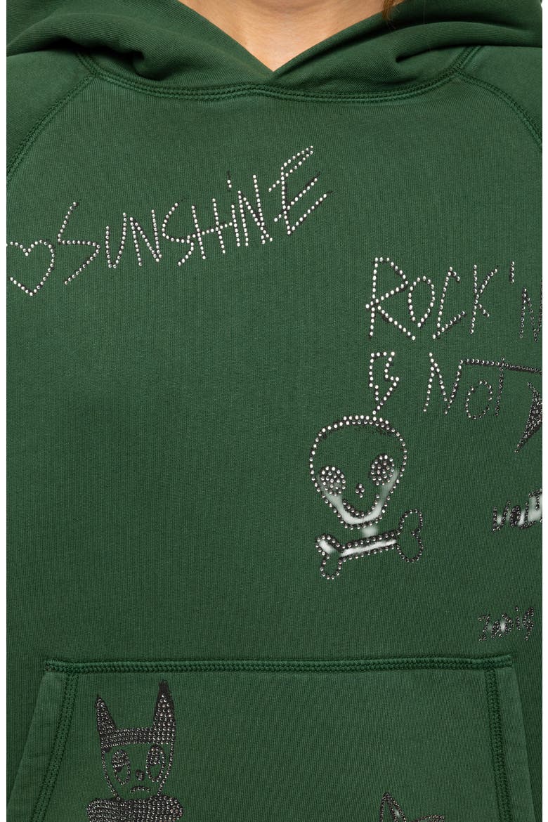 Rhinestone Graphic Hoodie, Alternate, color, RAIN FOREST