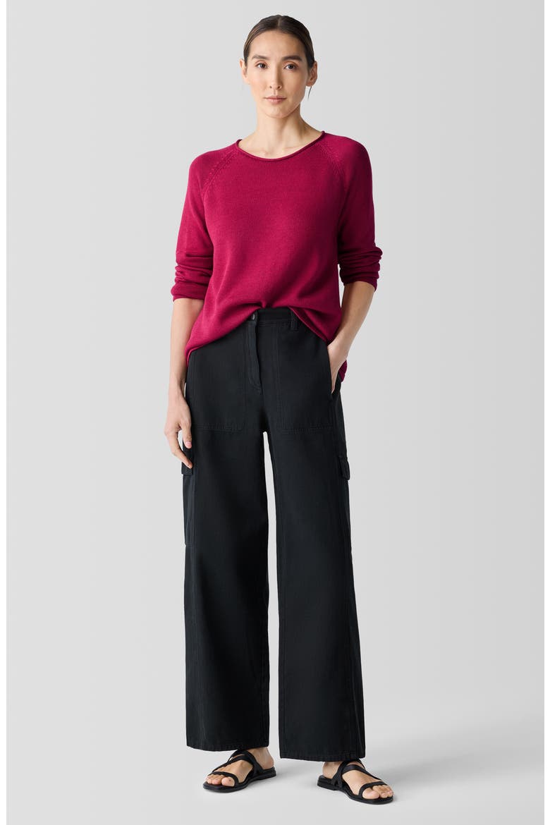 Raglan Sleeve Organic Cotton Blend Sweater, Alternate, color, AZALEA
