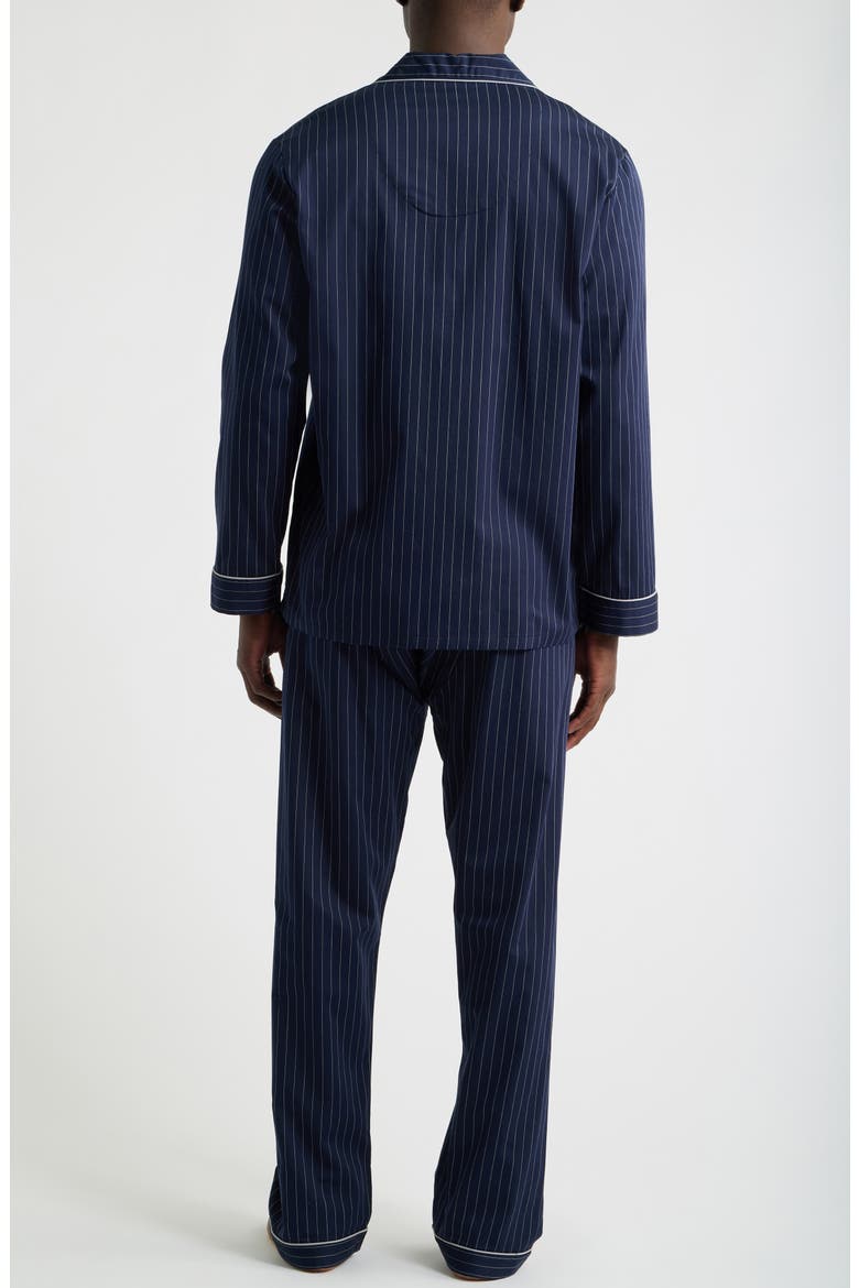 Chalkstriped Sateen Pajamas, Alternate, color, NAVY