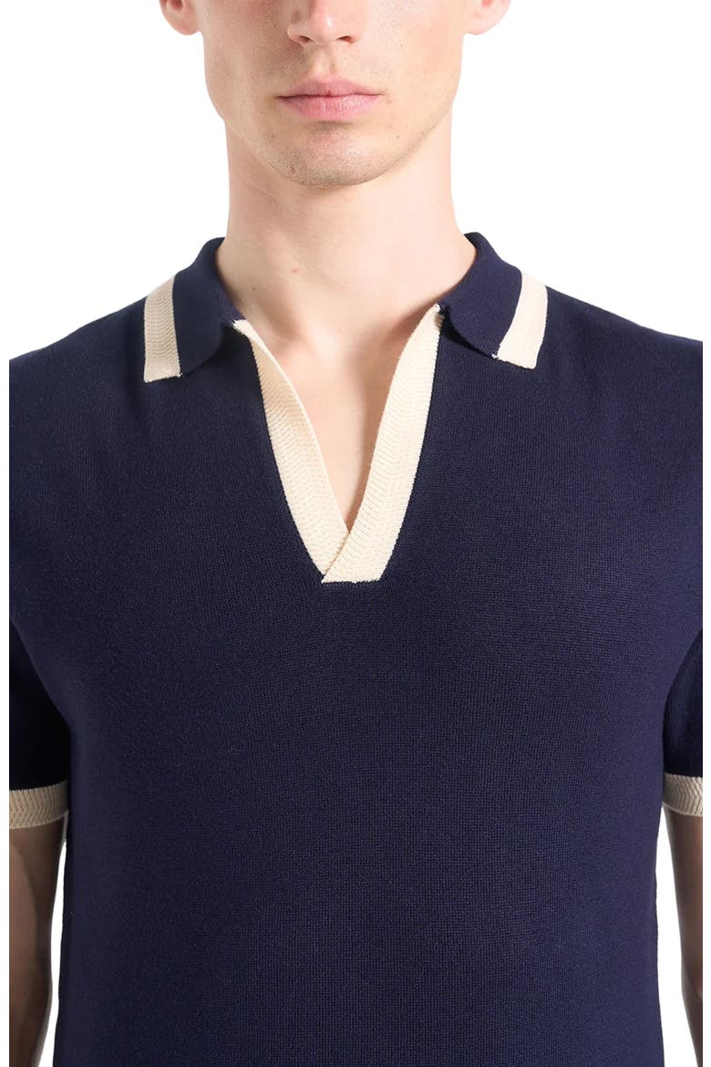 Lambert Contrast Detail Knit Polo Shirt, Alternate, color, Navy