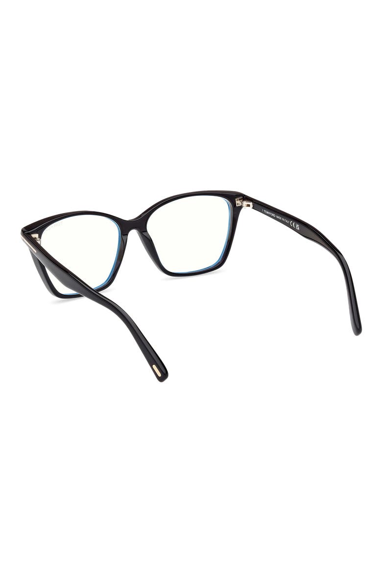 56mm Cat Eye Blue Light Blocking Optical Glasses, Alternate, color, BLACK ECO / T LOGO