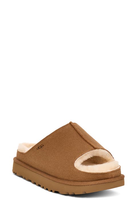 Greenport Genuine Shearling Lined Platform Slide Sandal (Women)