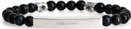 FERRAGAMO Men's Logo Plate Falcon's Eye Beaded Bracelet