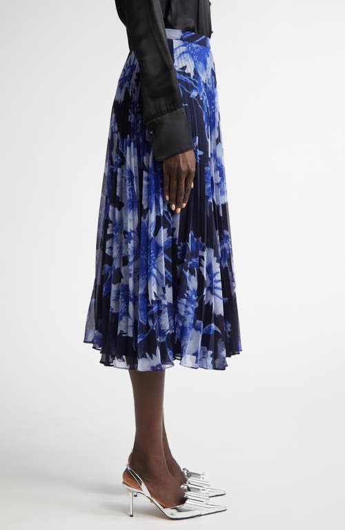 ERDEM ERDEM FLORAL PLEATED VOILE MIDI SKIRT