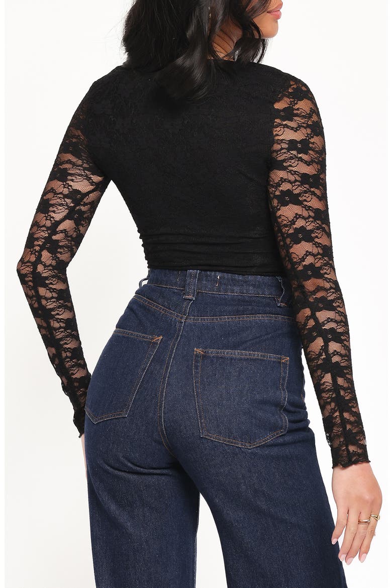 Skyler Lace Long Sleeve Shirt, Alternate, color, BLACK