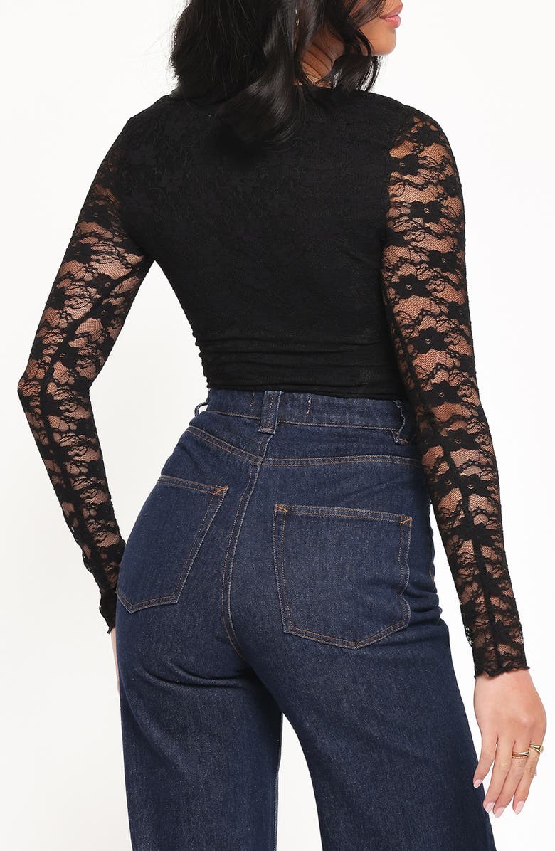 Petal & Pup Skyler Lace Long Sleeve Shirt, Alternate, color, Black