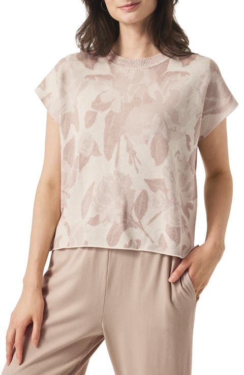 Flora Floral Jacquard Short Sleeve Sweater