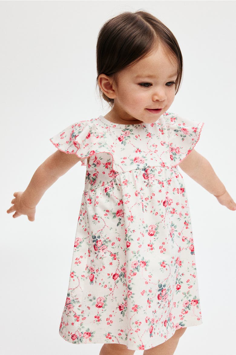 Floral-print Cotton Dress, Alternate, color, White/floral