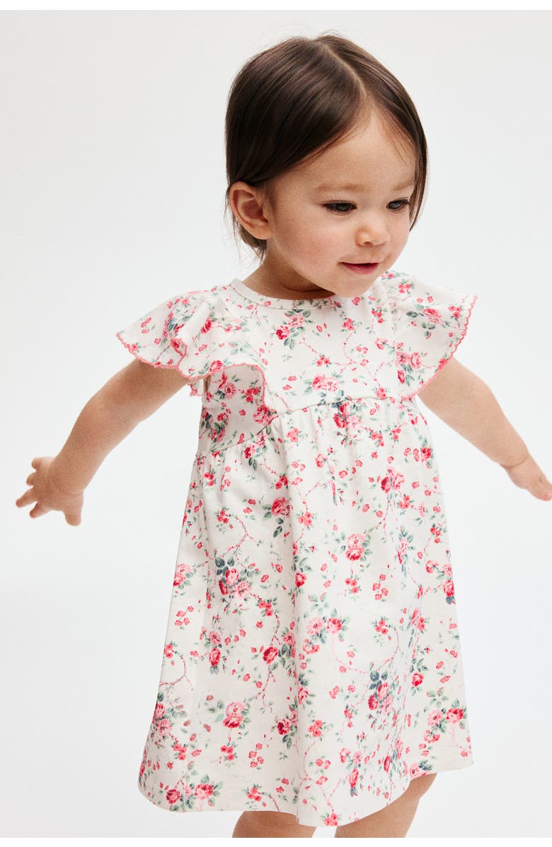 H&M Floral-print Cotton Dress, Alternate, color, White/Floral