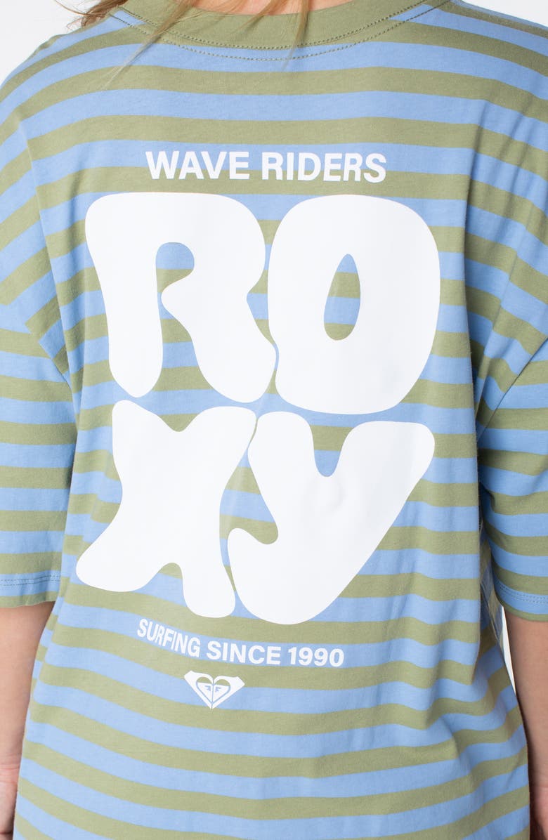 Roxy Old School Stripe Oversize Graphic T-shirt, Alternate, color, Oil Green