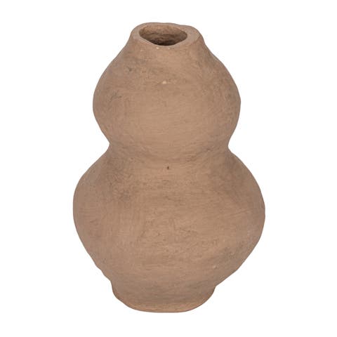 Handmade Paper Mâché Vase with Dusty Color and Smooth Design, Pink