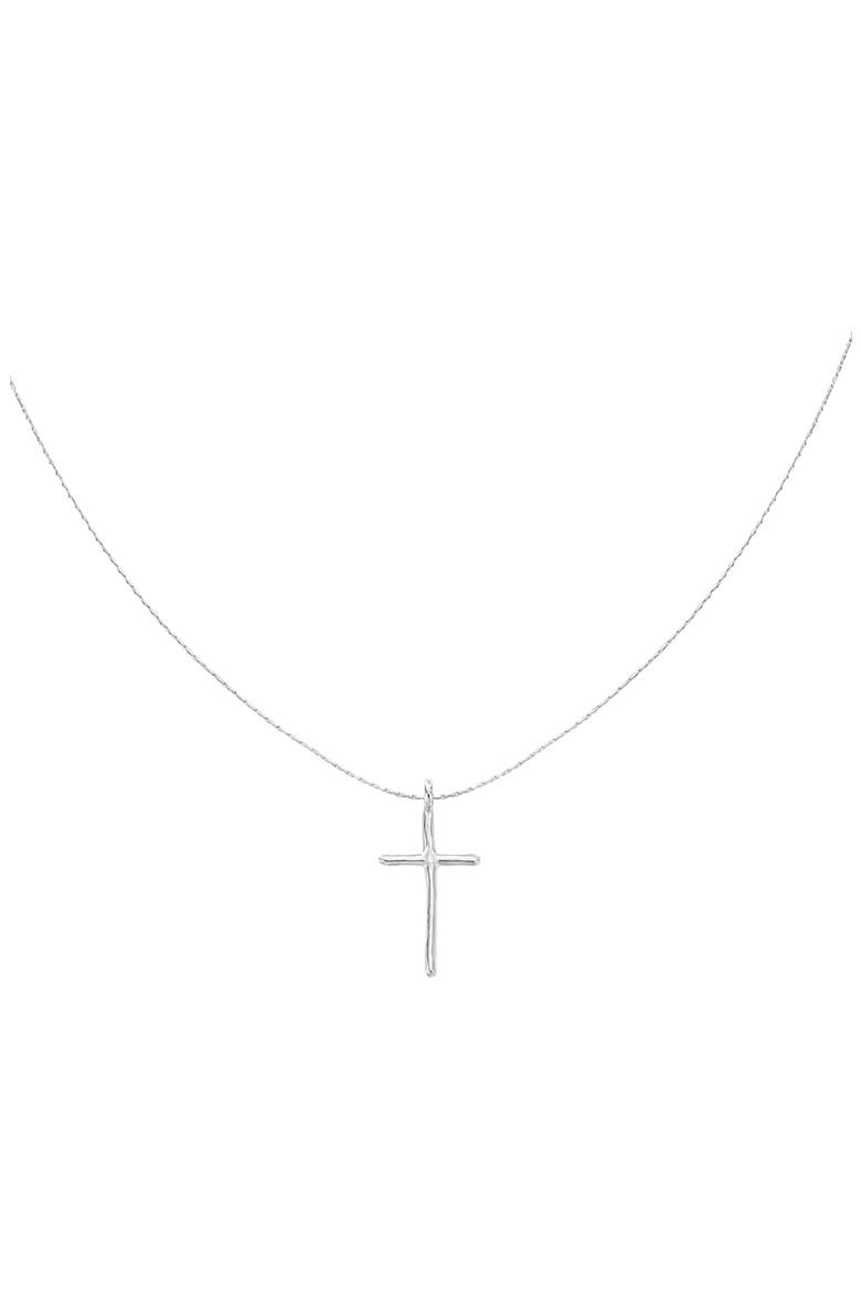 Sterling Silver 18k Gold Plated Ariel Cross Necklace Everyday Wear, Main, color, Silver