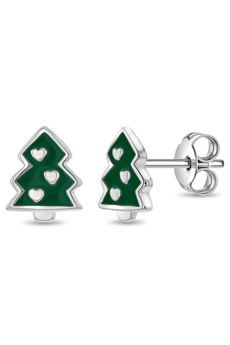 Festive Christmas Tree Earrings, Main, color, Green