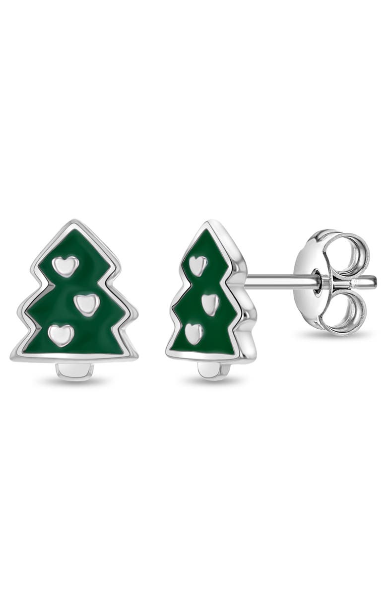 In Season Jewelry Festive Christmas Tree Earrings, Main, color, Green