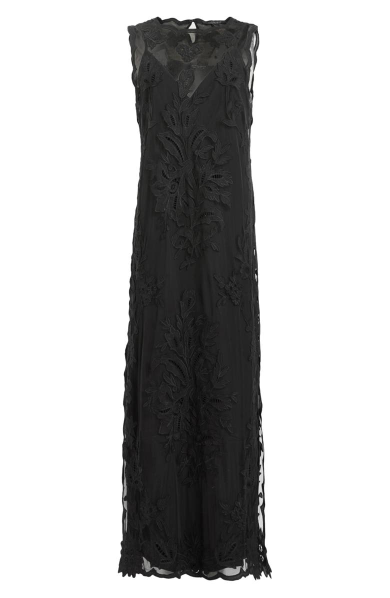 AllSaints Rye Embroidered Sleeveless Maxi Dress, Alternate, color, 