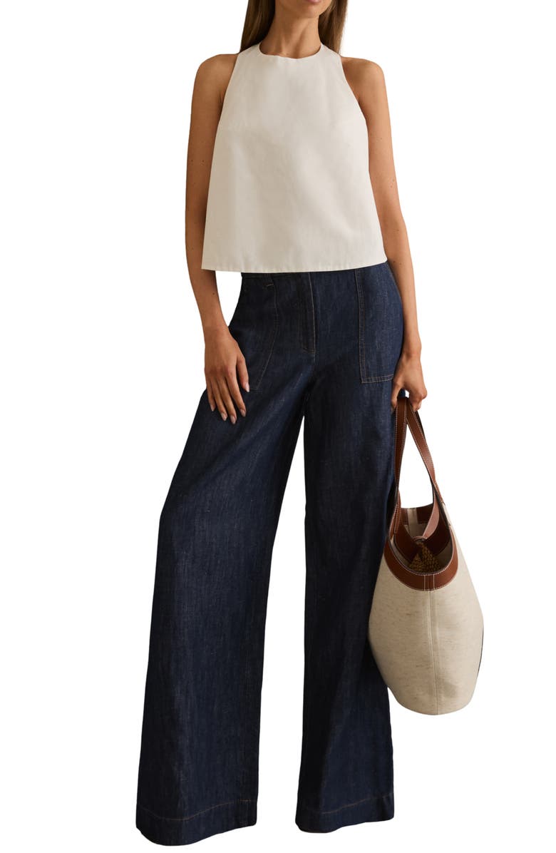 Reiss Ashby Wide Leg Linen & Cotton Pants, Alternate, color, 