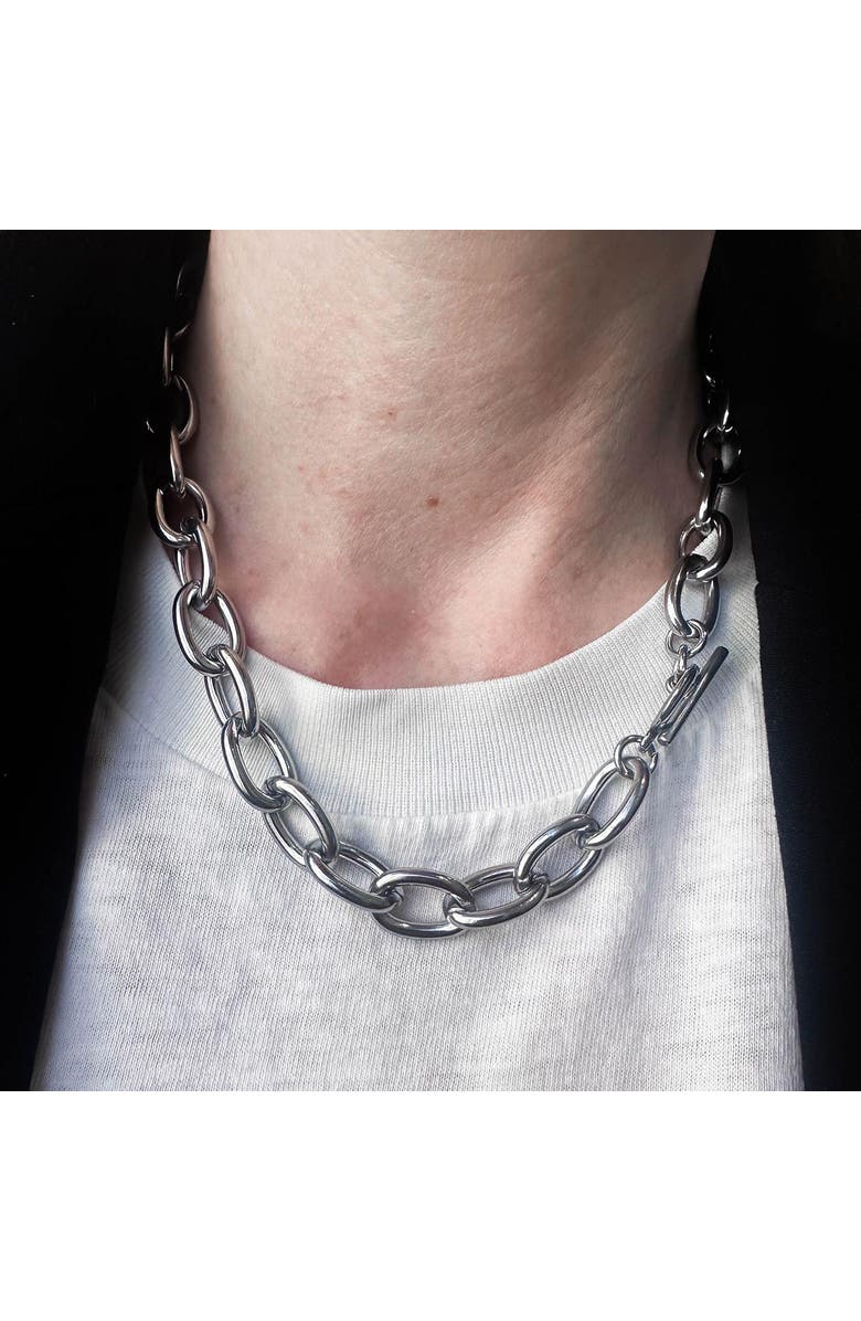 Outofoffice Silver Round Chain Necklace Bracelet Set, Alternate, color,