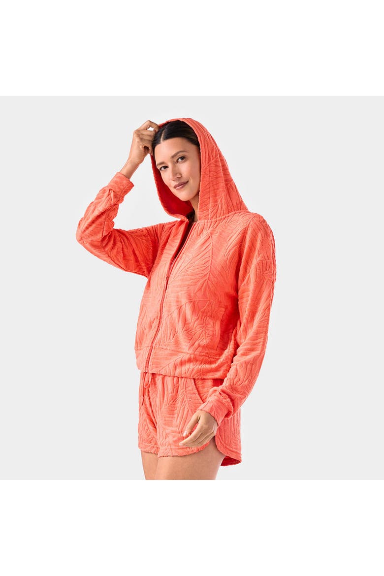 Palm Terry Zip Hoodie, Alternate, color, HOT CORAL