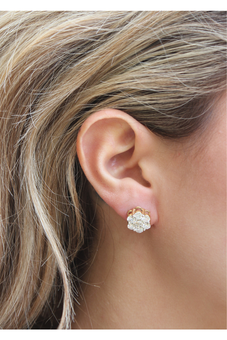 Meadow 14K Yellow Gold Cluster Lab Grown Diamond Unisex Earrings - 3.11 Cts, Alternate, color, 14K Yellow Gold