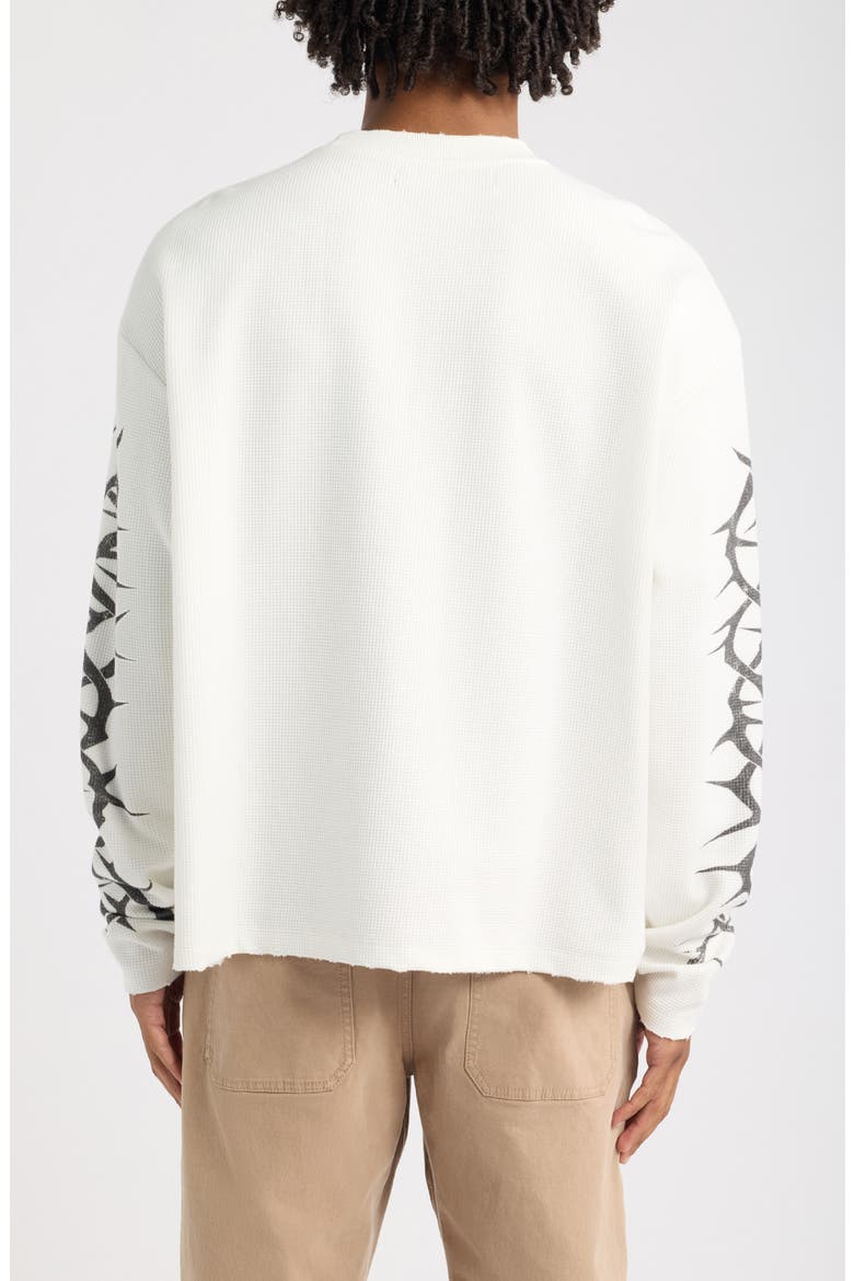 Bomberhorn Cross Oversize Long Sleeve Waffle Graphic T-Shirt, Alternate, color, ANTIQUE WHITE