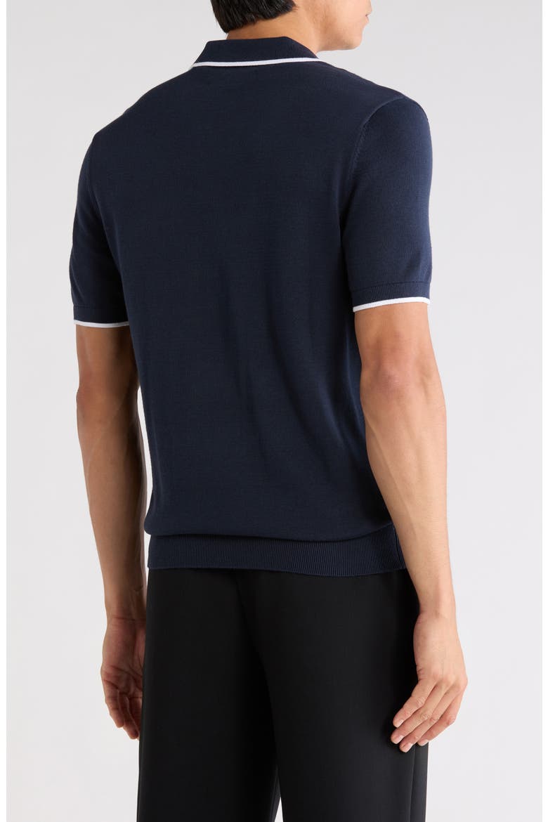 Tipped Cotton Polo, Alternate, color, DARK SAPPHIRE