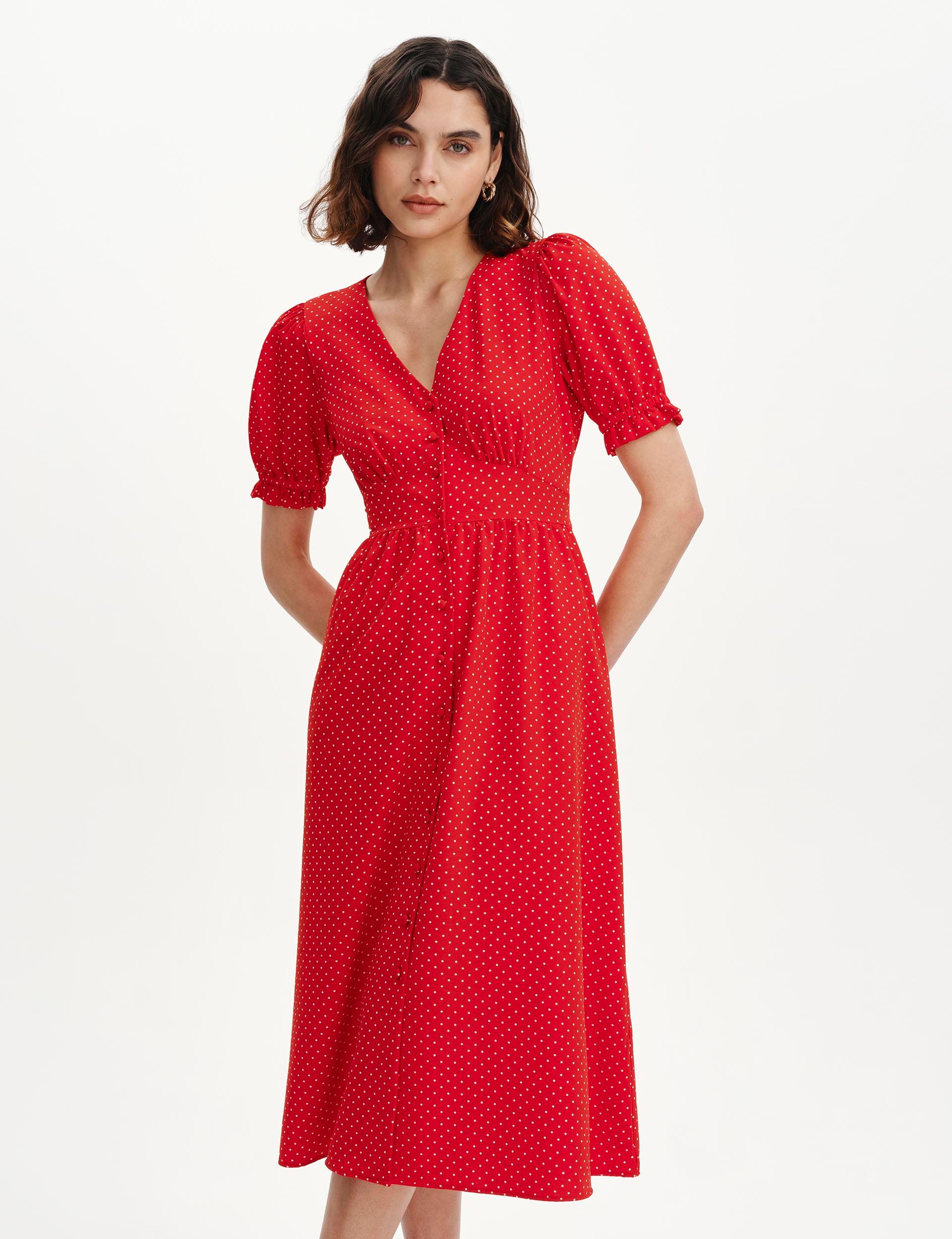Finery London Petite Samantha Button Down Midi Dress (Women) | Nordstrom