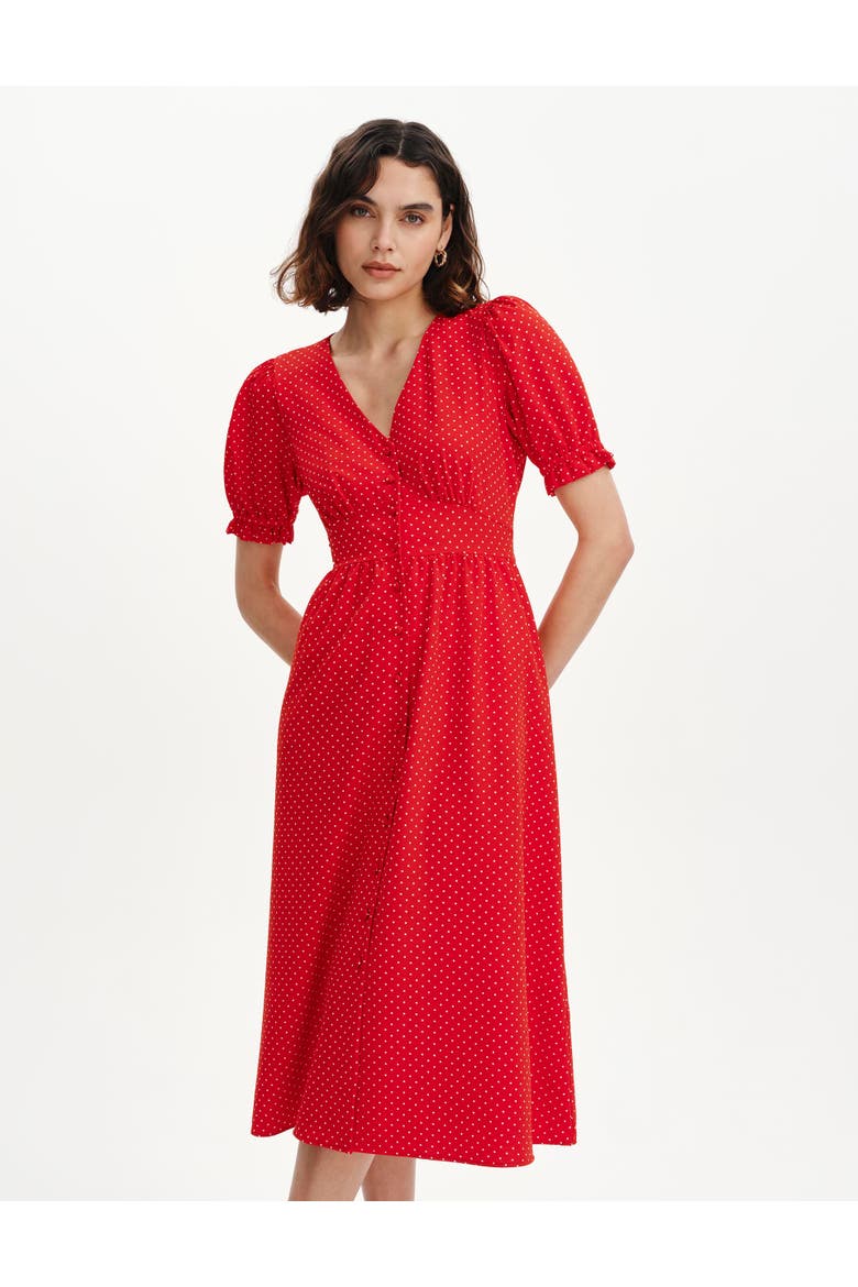 Petite Samantha Midi Dress, Alternate, color, Red Spot