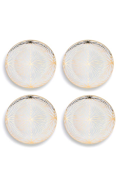 Set of 4 Talianna Lily Pad Ceramic Dessert Plates