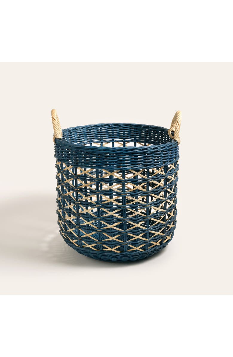 Zsa Zsa Zsu Java Round Rattan Basket 15 In, Main, color, Blue