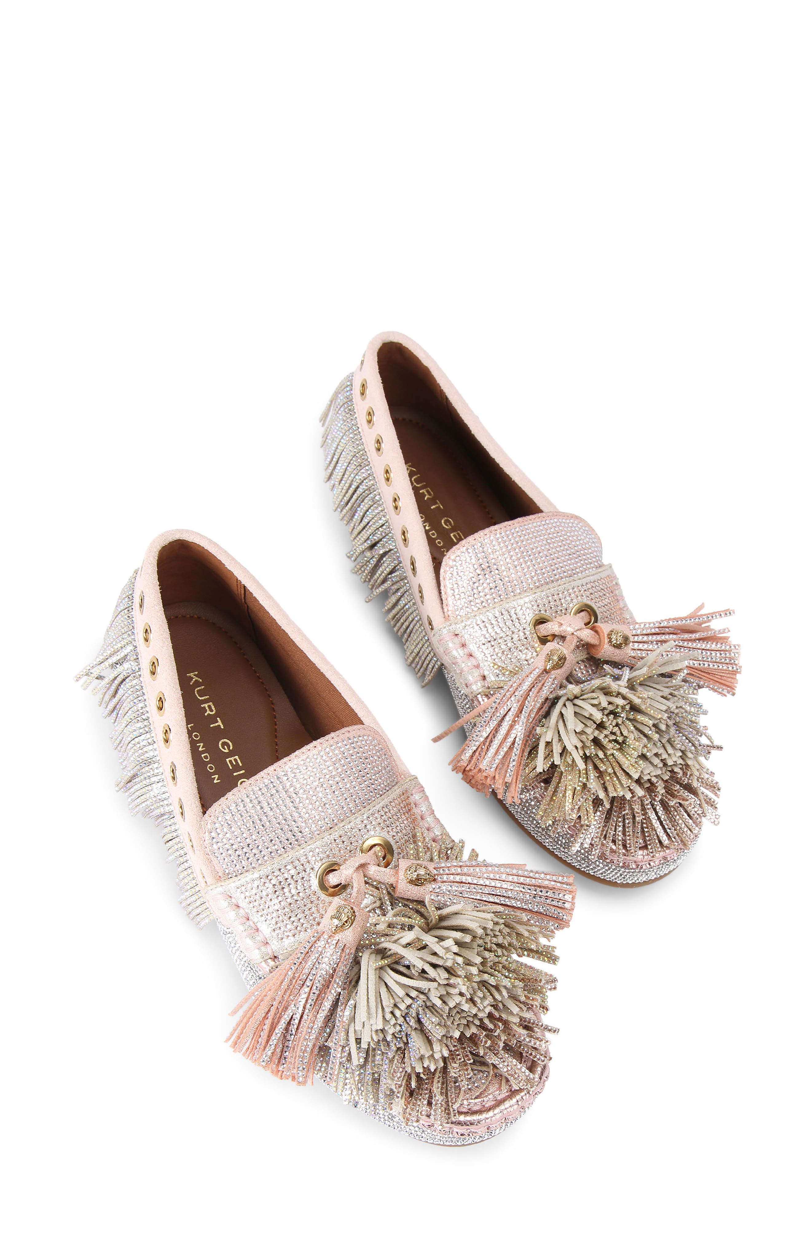 Kurt Geiger London Crystal Embellished Pompom Loafer, Alternate, color, Open Grey