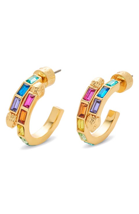 Baguette Stone Small Hoop Earrings