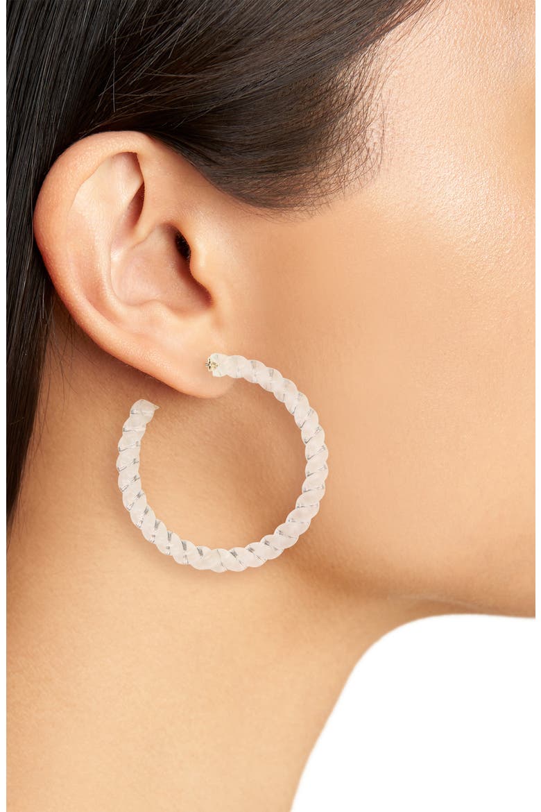 Clear Twist Hoop Earrings, Alternate, color, CLEAR