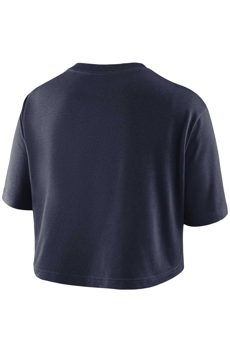 Nike Women's Nike Navy West Virginia Mountaineers Wordmark Cropped T-Shirt, Alternate, color, 