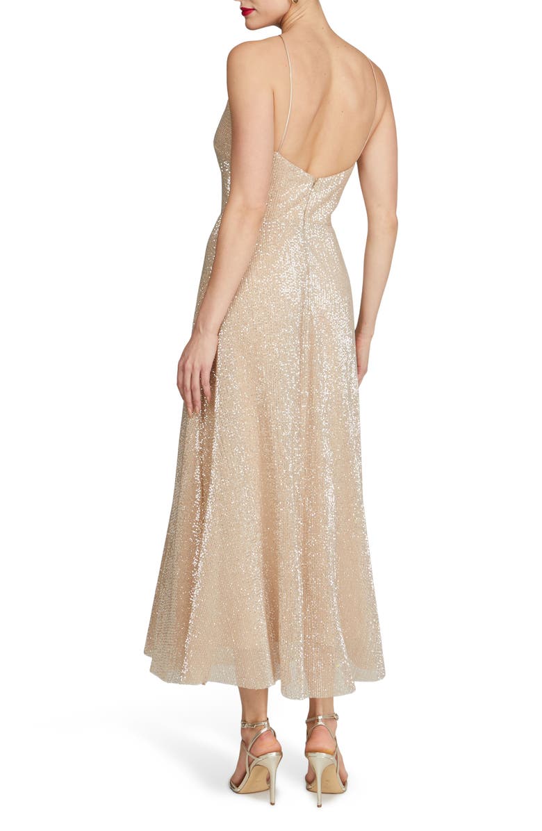 HALSTON Denise Sequin Sleeveless Gown, Alternate, color, Latte