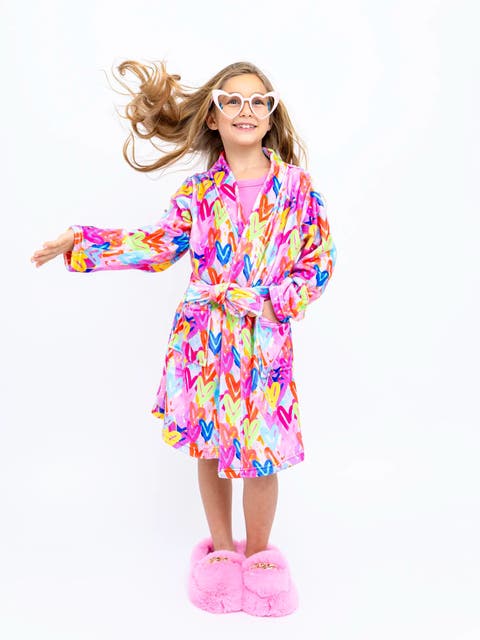 Plush Graffiti Hearts loungewear Robe