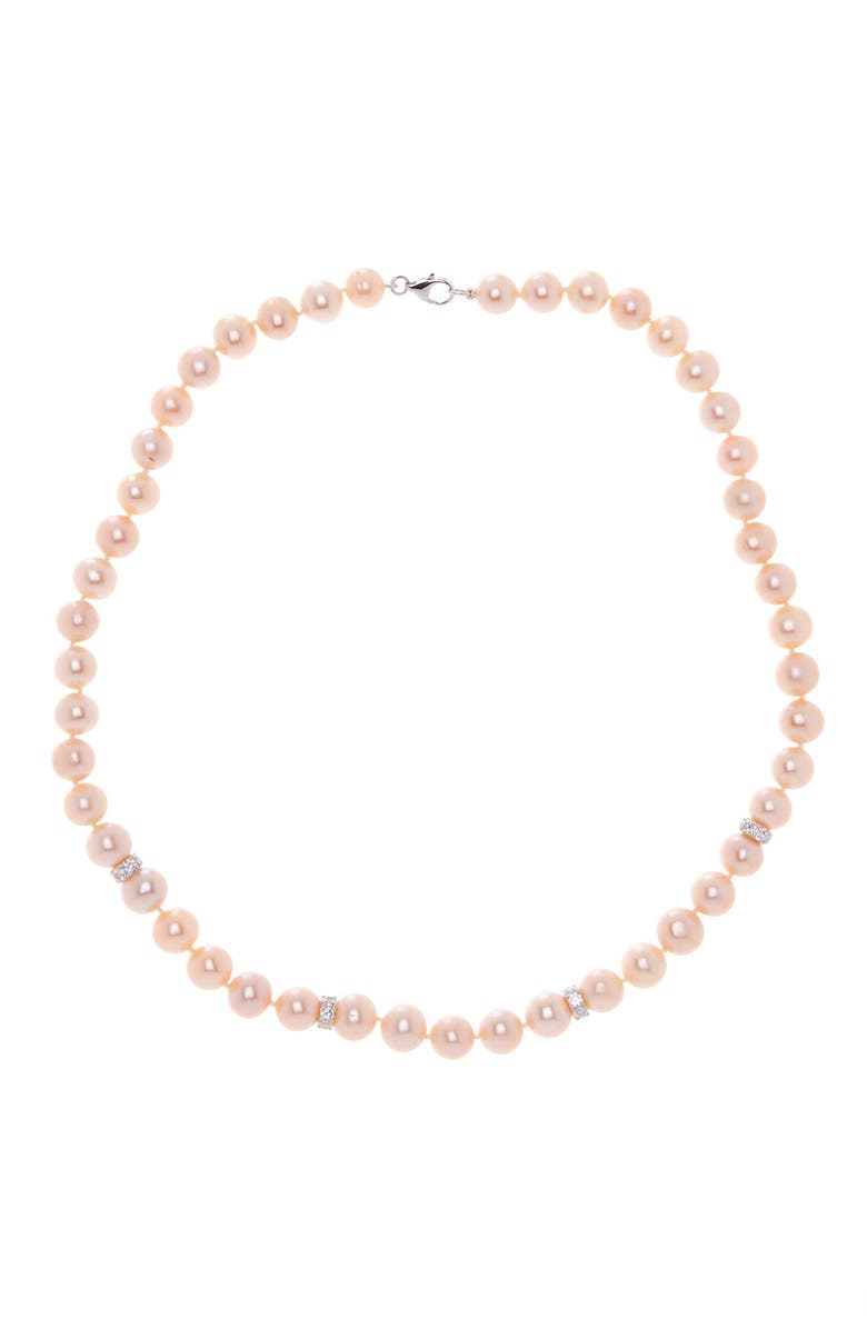 SPLENDID PEARLS 9-10mm Natural Pink Freshwater Pearl & CZ Necklace, Main, color,