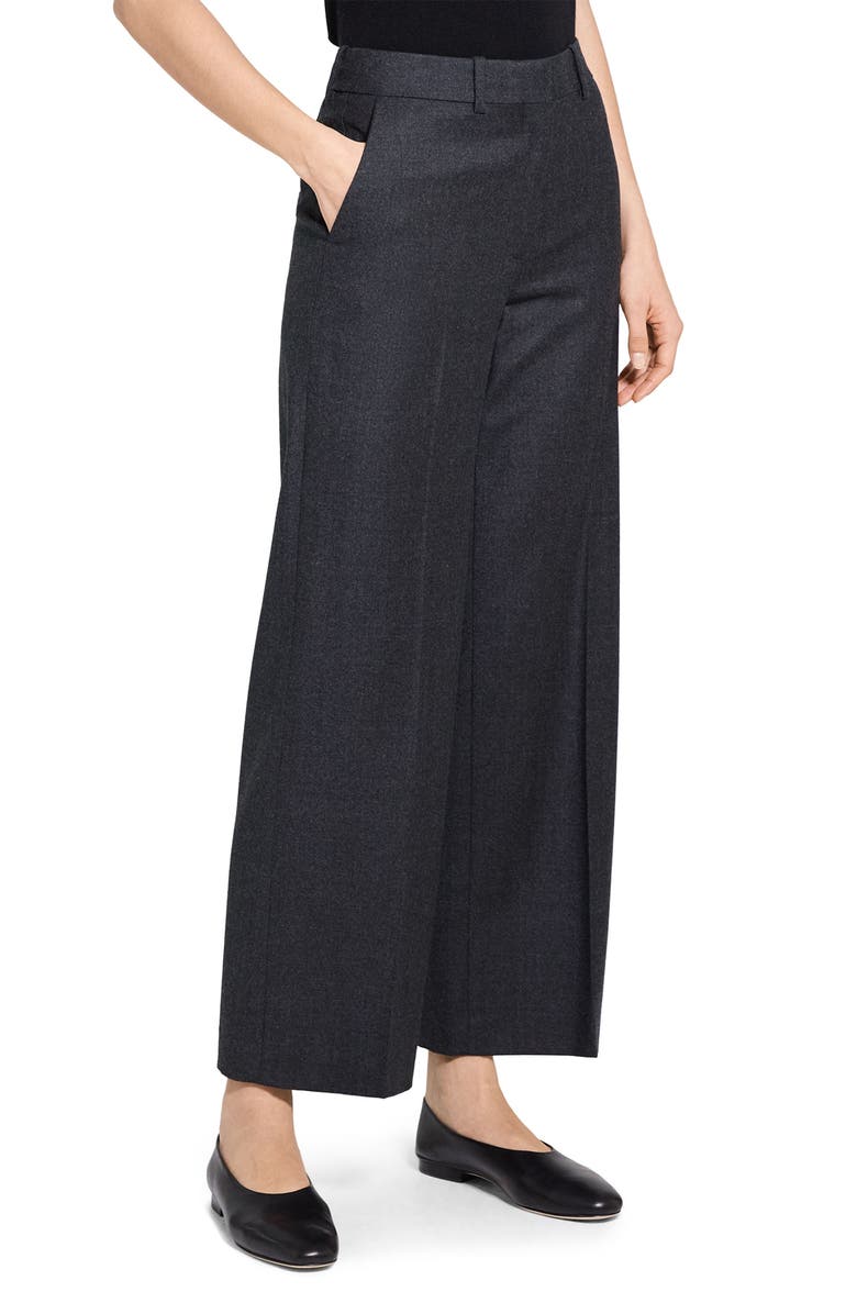 Theory Sleek Flannel Straight Classic Pants, Alternate, color, New Charcoal Melange