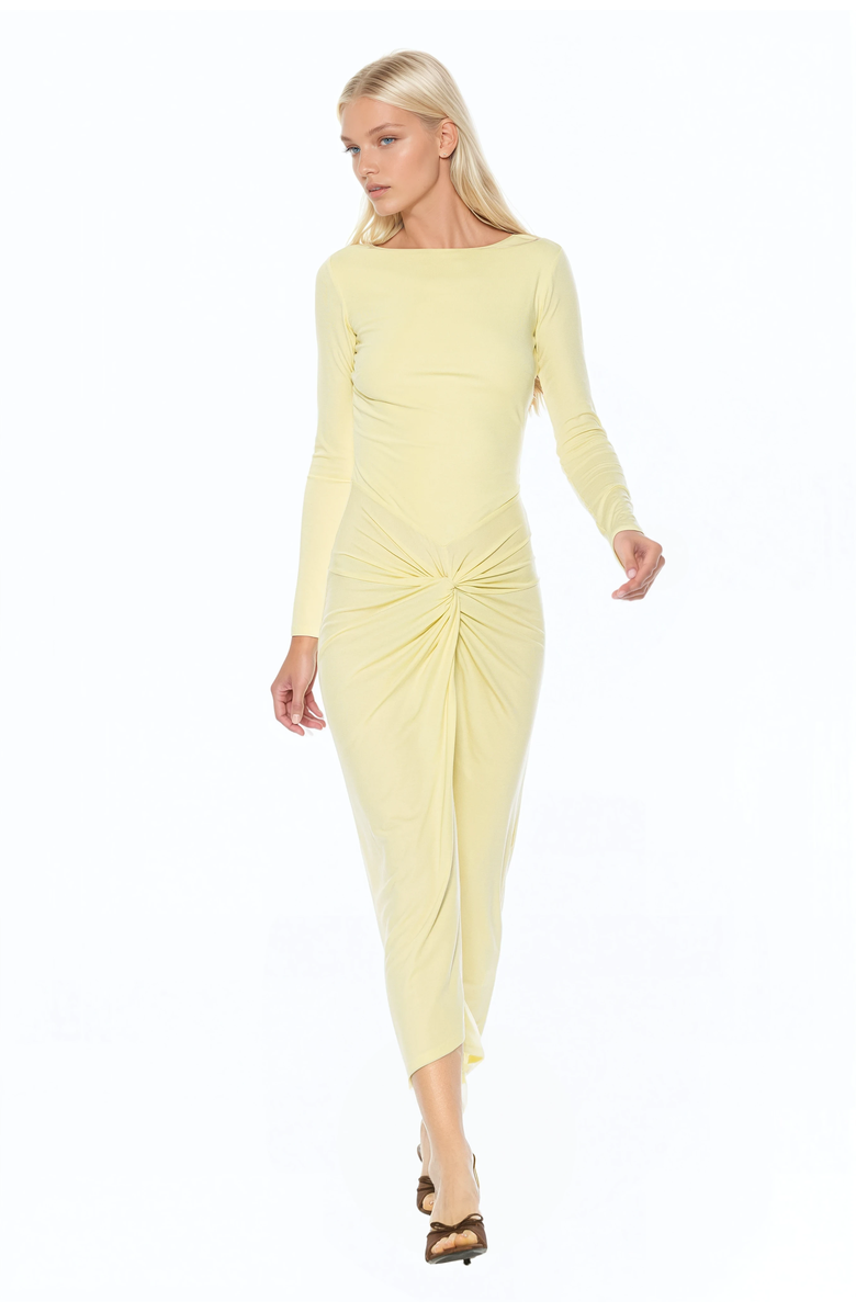 Alexia Admor Revel Long Sleeve Draped Skirt Maxi Dress, Alternate, color, Butter Yellow