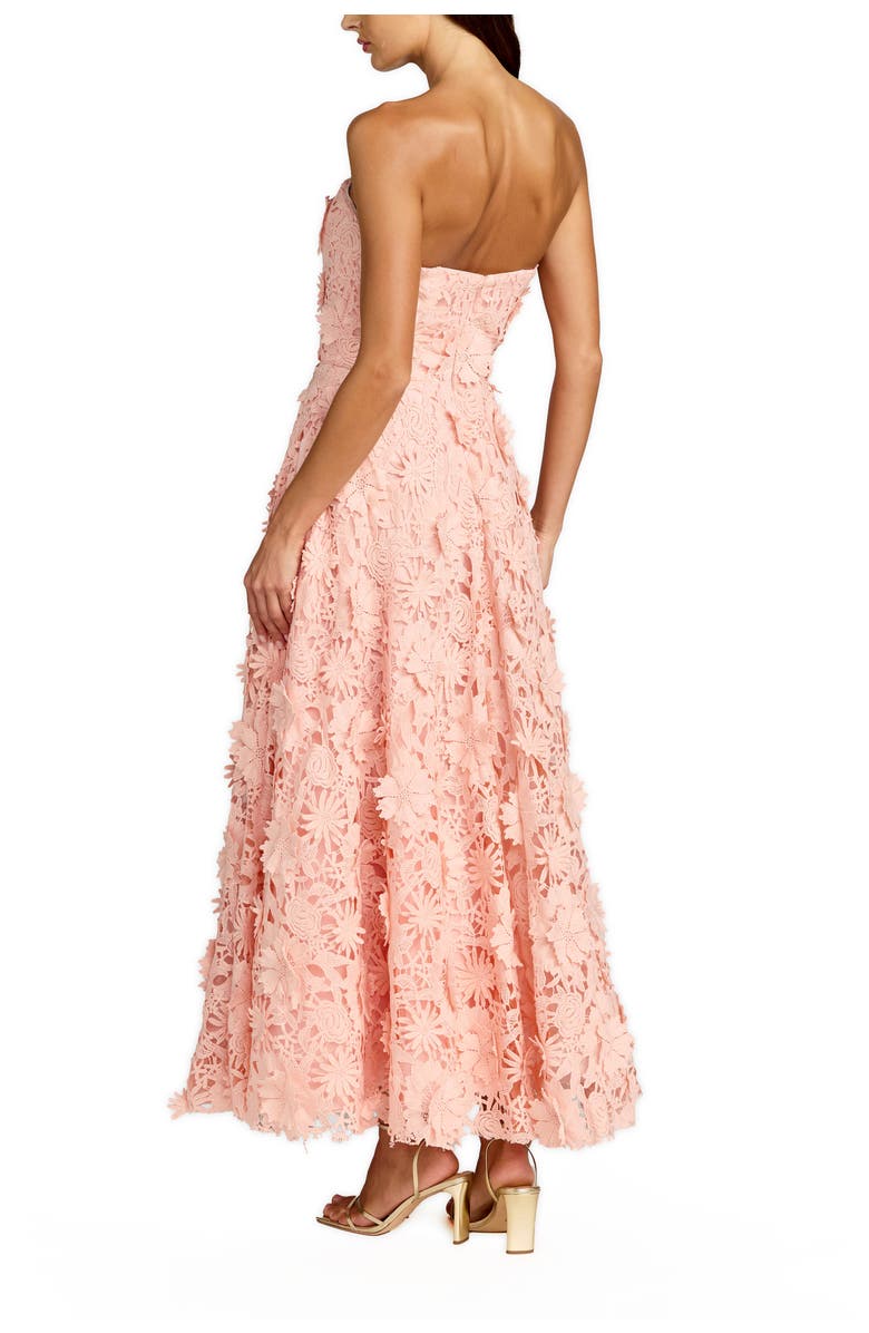 Mac Duggal Floral Lace Strapless A Line Midi Dress, Alternate, color, Blush