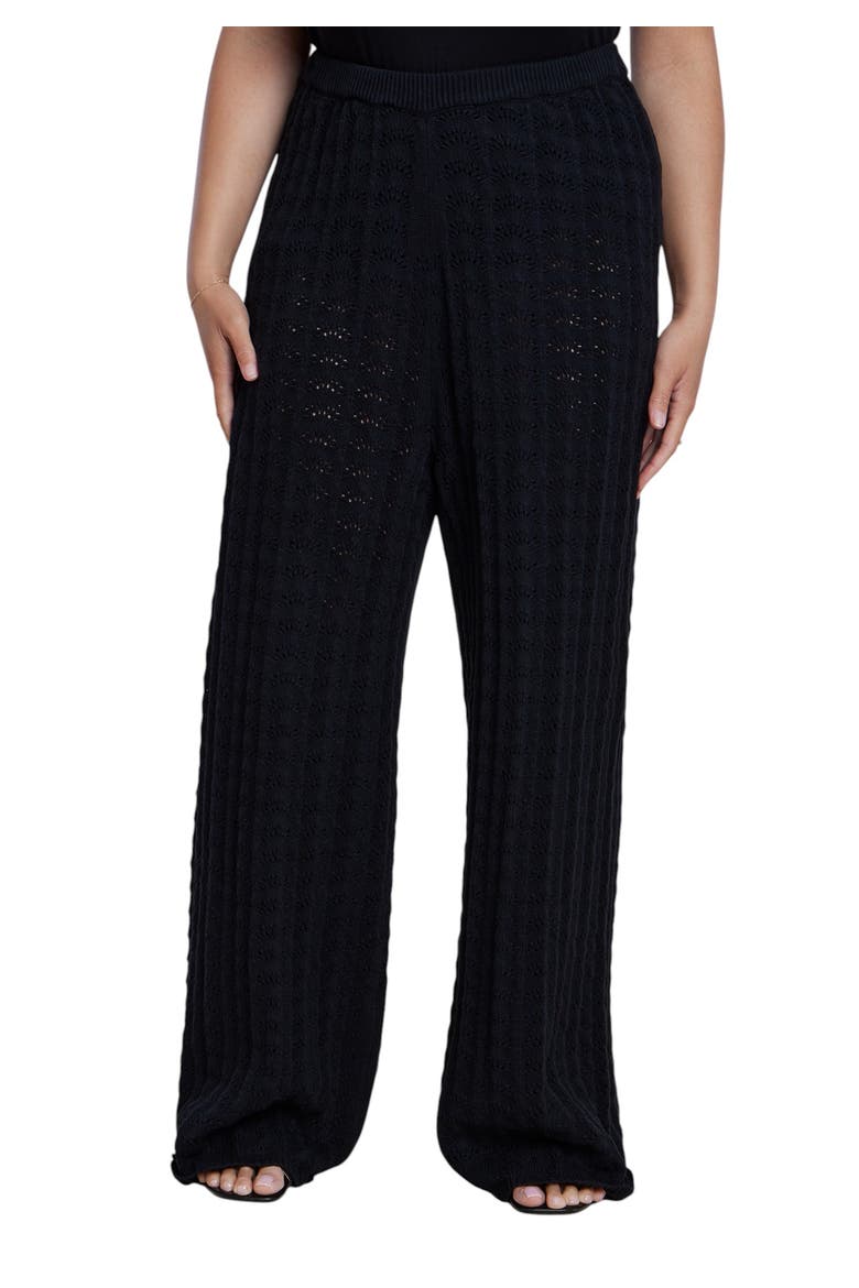 Pointelle Stitch Sweater Pant, Main, color, BLACK ONYX