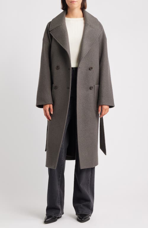 Hiso Charlotte Double Breasted Boiled Wool Coat In Brown