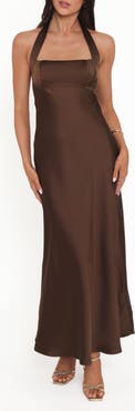 Petal & Pup Nakita Satin Halter Maxi Dress