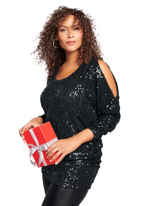 Cold-Shoulder Sequin Tunic (Plus)
