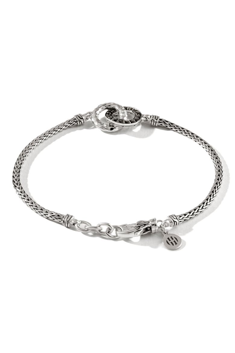 Classic Chain Hammered Loop Bracelet, Alternate, color, BLACK