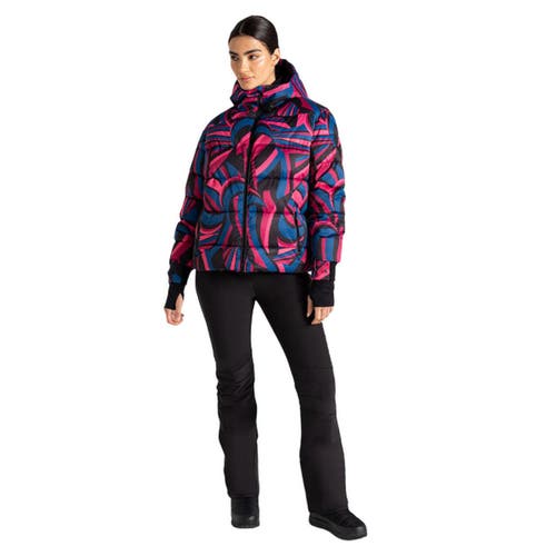Dare 2b Showcase Patterned Baffled Ski Jacket In Hot Pink