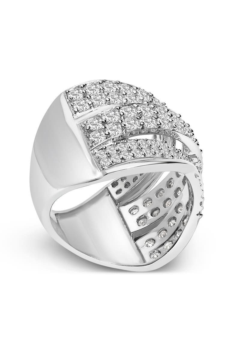 Silver 2.00 Cttw Diamond Overlapping Bypass Band Ring, Alternate, color, Silver