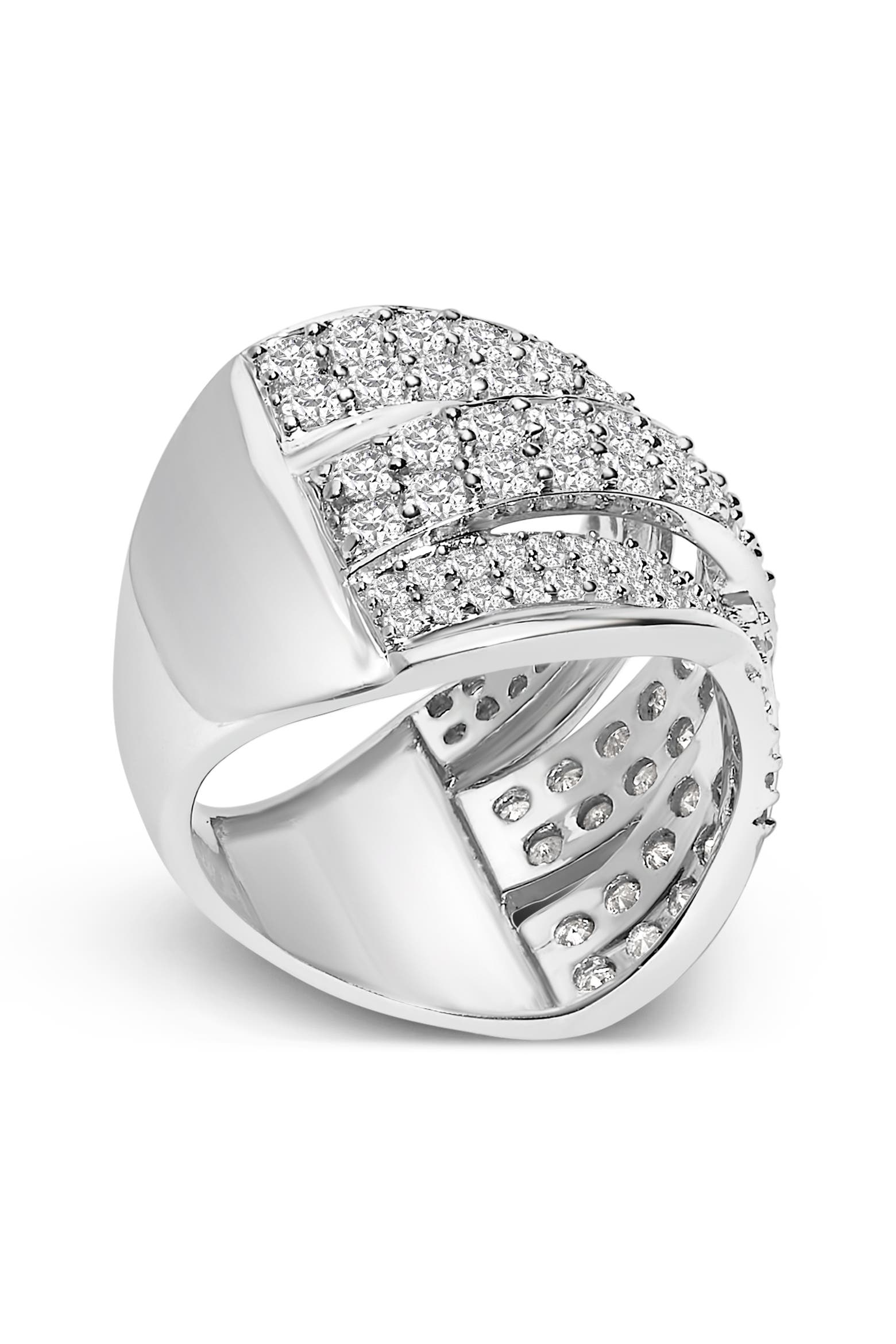 Overlapping Picture Perspective Haus of Brilliance Silver 2.00 Cttw Diamond Overlapping Bypass Band ...