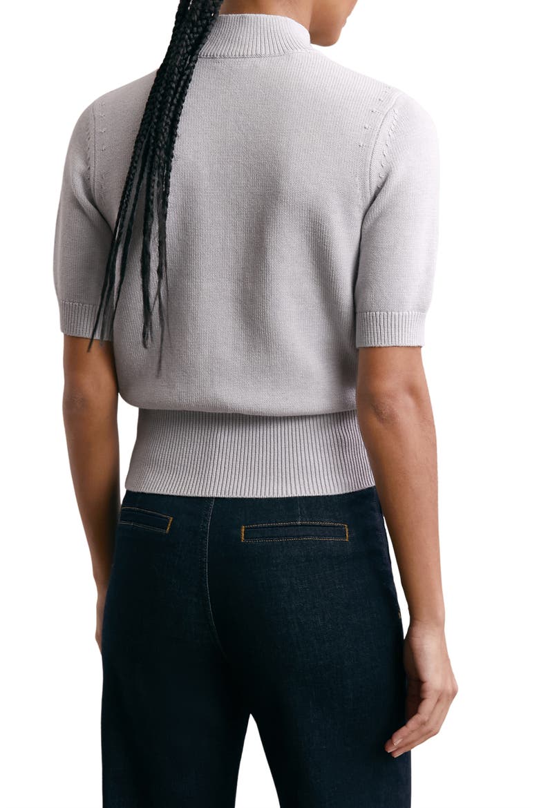 Aria Mock Neck Cotton & Wool Sweater, Alternate, color, GREY