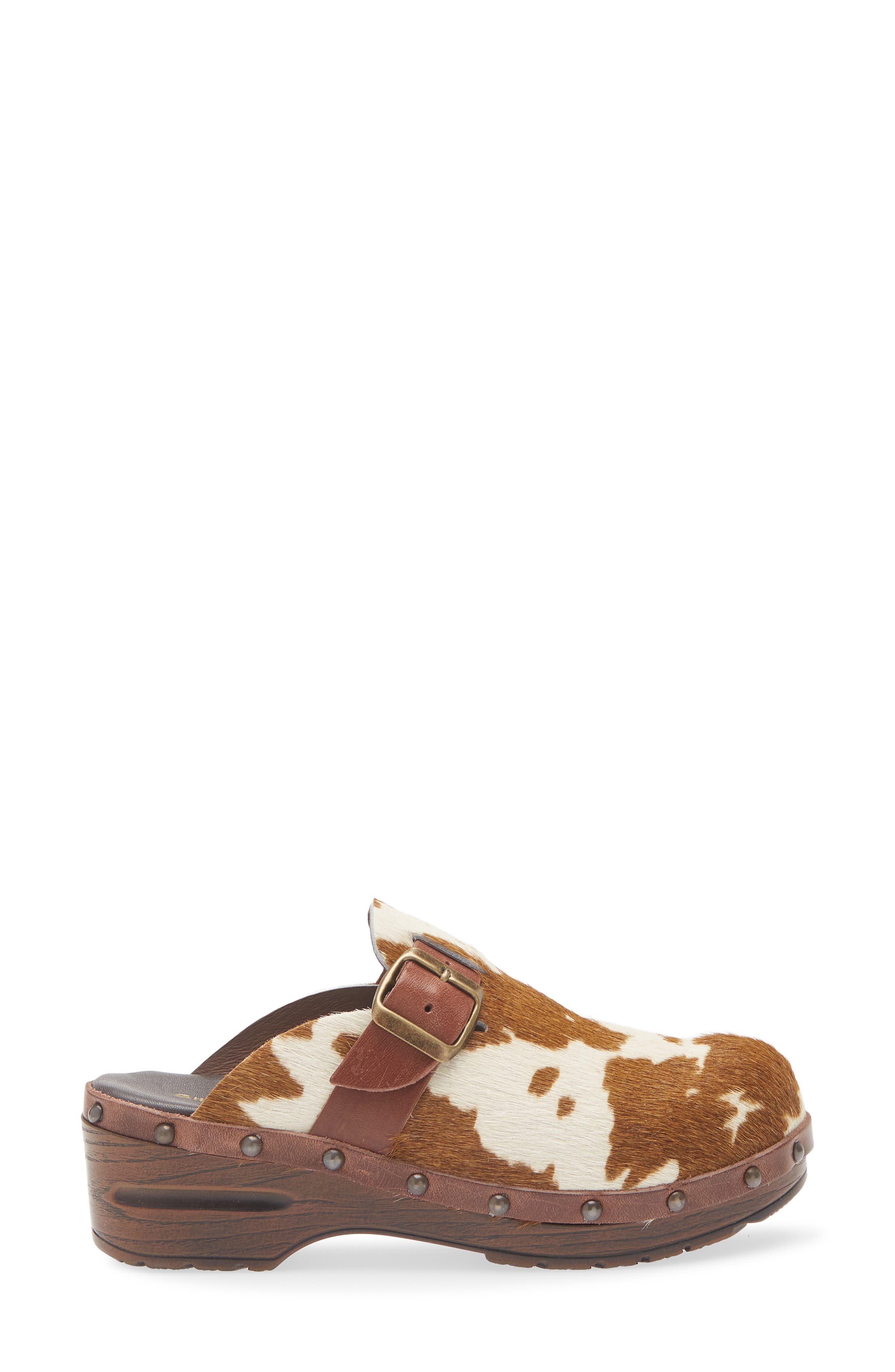 Chocolat Blu Yuna Genuine Calf Hair Clog, Alternate, color, Cow Print Calf Hair