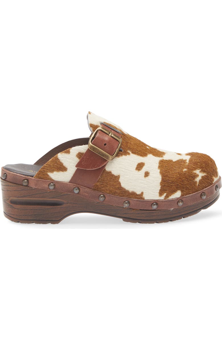Chocolat Blu Yuna Genuine Calf Hair Clog, Alternate, color, Cow Print Calf Hair